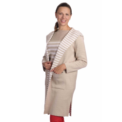 KR160 - dámský kabát proužek světle béžový