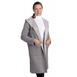 KR160 - dámský kabát proužek světle šedý