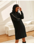 EZ6641 - dámské černé kratší sportovní šaty s kapucí