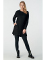 D7023 - dámské kratší černé žebrované šaty