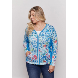 BAG100-052 - dámský kabátek modrobílý geometrický vzor