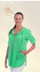 Kaptur - dámská letní zelená košile s kapucí  z lehké bavlny