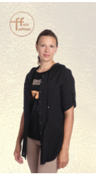 Kaptur - dámská letní černá košile s kapucí z lehké bavlny