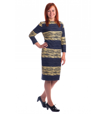 K23-202-04 - dámské šaty barevné pruhy modrožluté